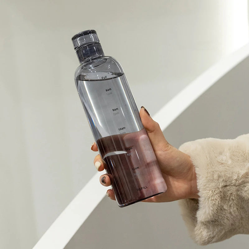 Time Scale Sports Water Bottle with Rope Handle – Leak-Proof, Portable (500ml/750ml)